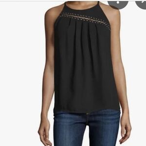 Ramy Brook Black Grommet Layered Top, M, EUC